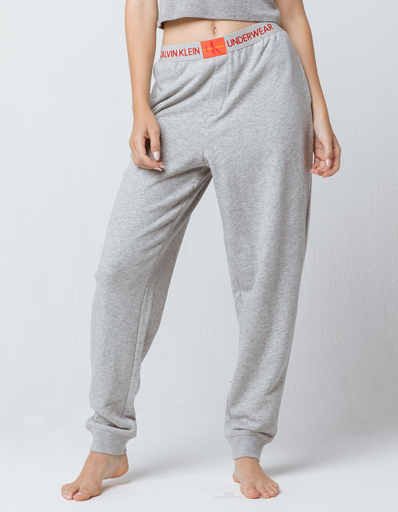 CALVIN KLEIN Monogram Logo Heather Gray Womens Jogger Pants image number 0