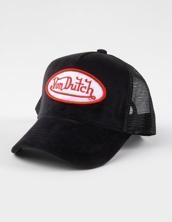 VON DUTCH Black Velvet Trucker Hat Primary Image