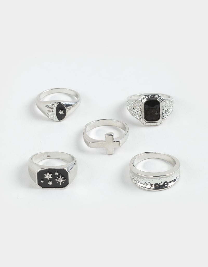 RSQ 5 Pack Cross/Rhinestone Rings image number 0