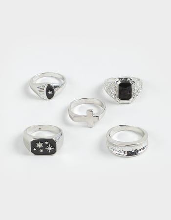 RSQ 5 Pack Cross/Rhinestone Rings Primary Image