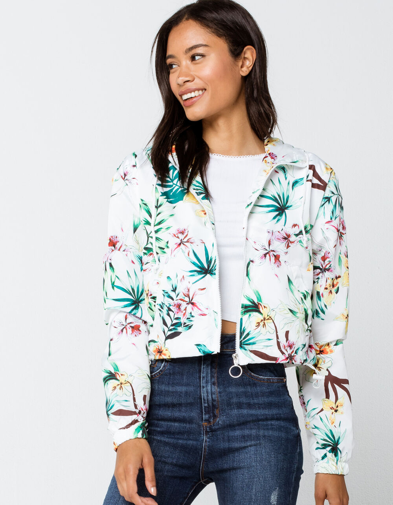 NEW LOOK Hawaiian Print Womens Ivory Windbreaker Jacket image number 0
