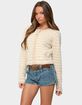 EDIKTED Aria Striped Fuzzy Knit Cardigan image number 2