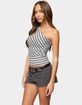EDIKTED Asymmetric Striped One Shoulder Top image number 2