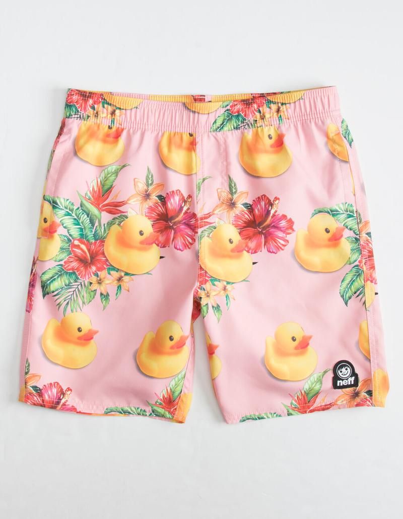 NEFF Warped Ducky Boys Pink Volley Shorts image number 1