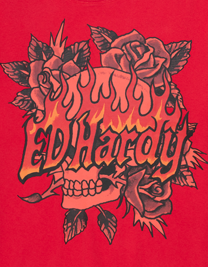 ED HARDY Skull Rose Mens Boxy Tee image number 1