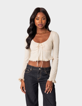 EDIKTED Lacey Long Sleeve Knit Top Primary Image