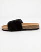 QUPID Faux Fur Cork Black Womens Slide Sandals image number 4