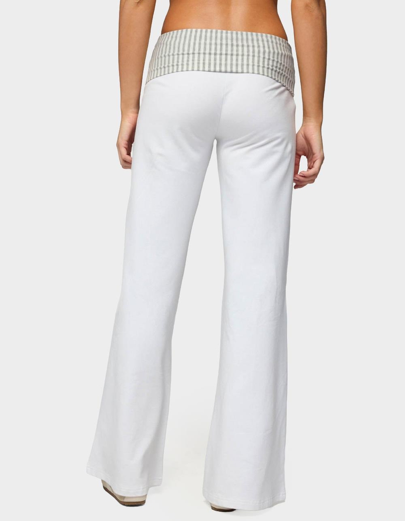 EDIKTED Meshey Striped Foldover Pants image number 2