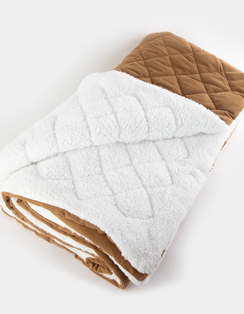 TILLYS HOME Corduroy Sherpa Throw Blanket image number 1