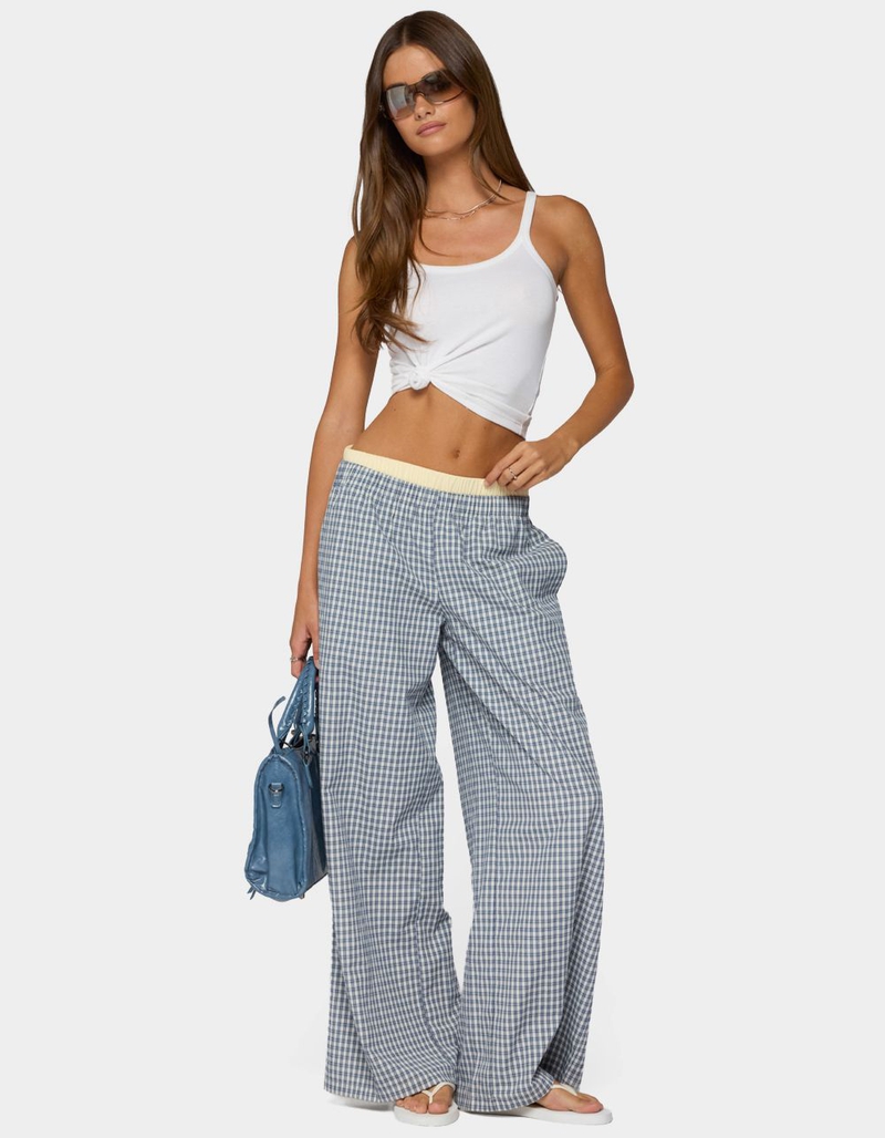 EDIKTED Indya Contrast Plaid Wide Leg Pants image number 4