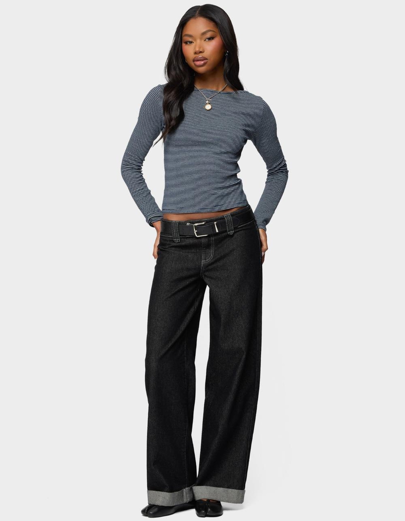 EDIKTED Loria Striped Boat Neck Top image number 3