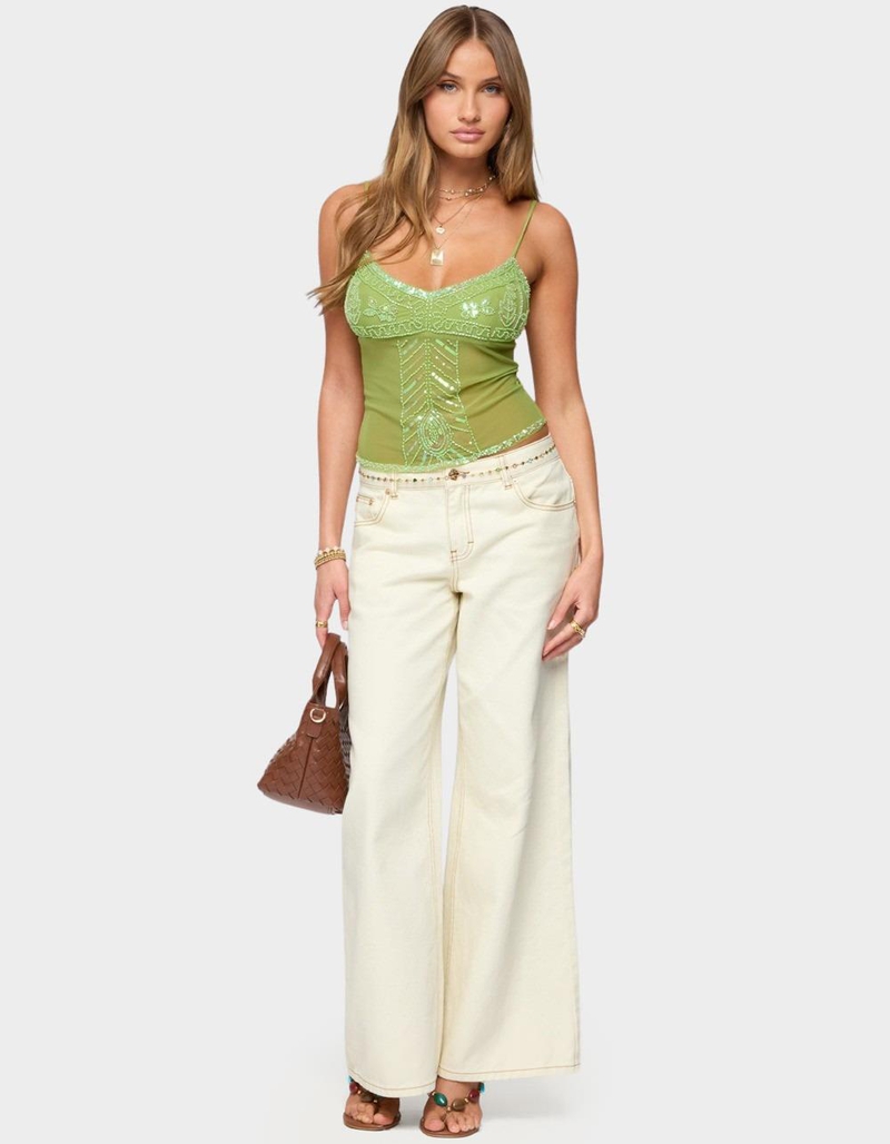 EDIKTED Azelia Beaded Sheer Chiffon Top image number 4