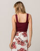 SKY AND SPARROW Ribbed Crop Burgundy Womens Tank Top image number 3