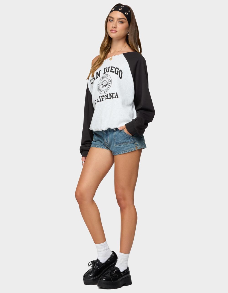 EDIKTED San Diego Off Shoulder Raglan Sweatshirt image number 3
