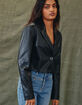 WEST OF MELROSE Faux Leather Womens Crop Blazer image number 2