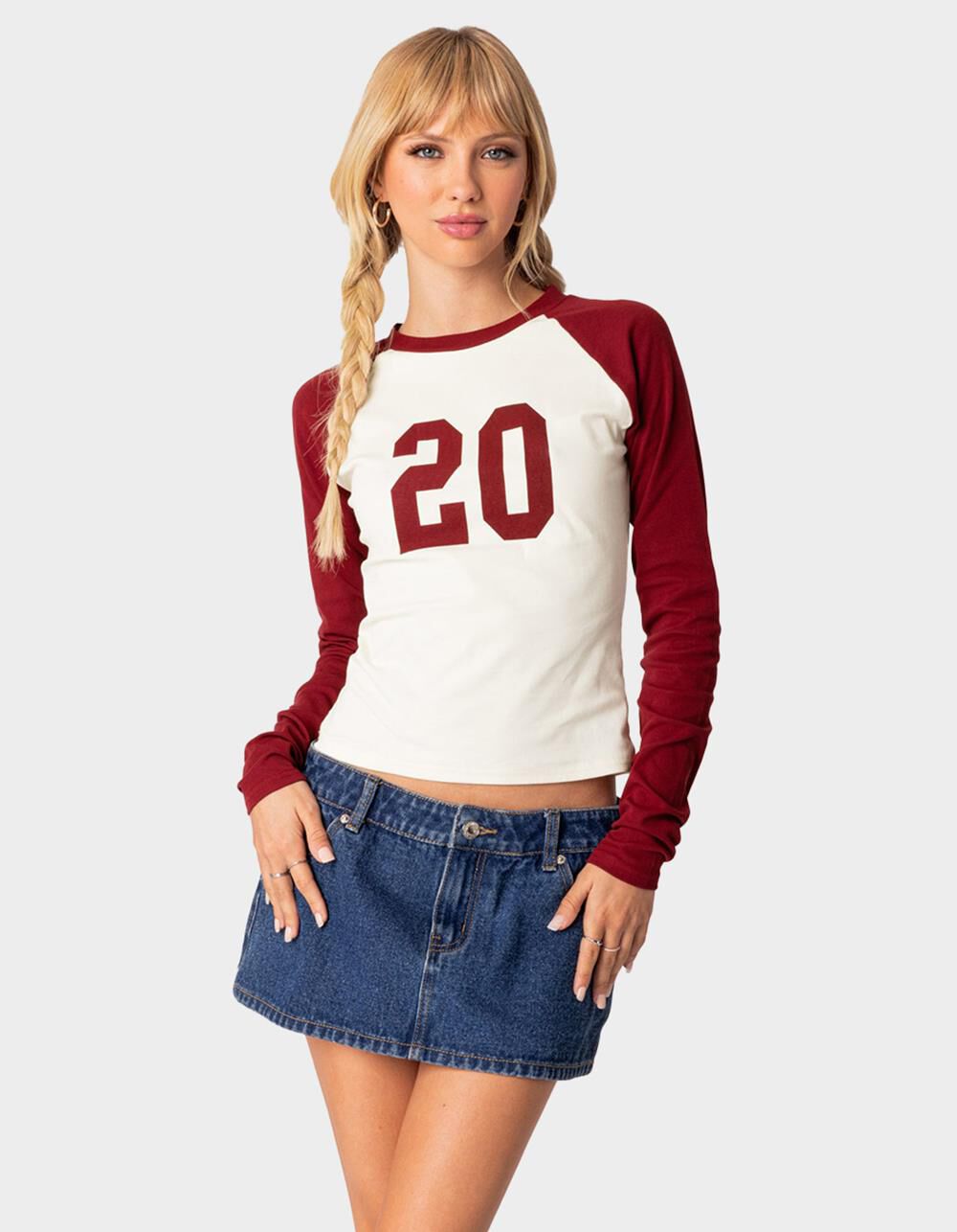 EDIKTED Feeling 20 Long Sleeve Tee - DK RED | Tillys