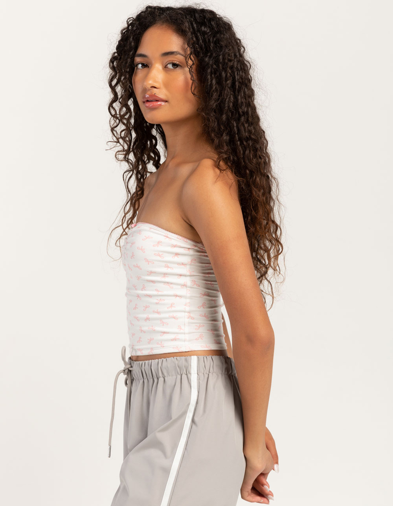 FULL TILT Bow Print Womens Cinch Tube Top image number 2