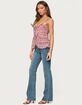 EDIKTED Chiffon Printed Tie Front Ruffle Top image number 3