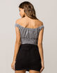 POLLY & ESTHER Gingham Off The Shoulder Womens Crop Top image number 3