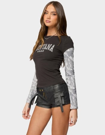 EDIKTED Layered Camo Long Sleeve Tee Alternative Image