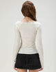 LOVE TREE Womens Lace Trim Long Sleeve Henley Top image number 4