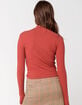 DESTINED Rib Mock Neck Rust Womens Tee image number 3