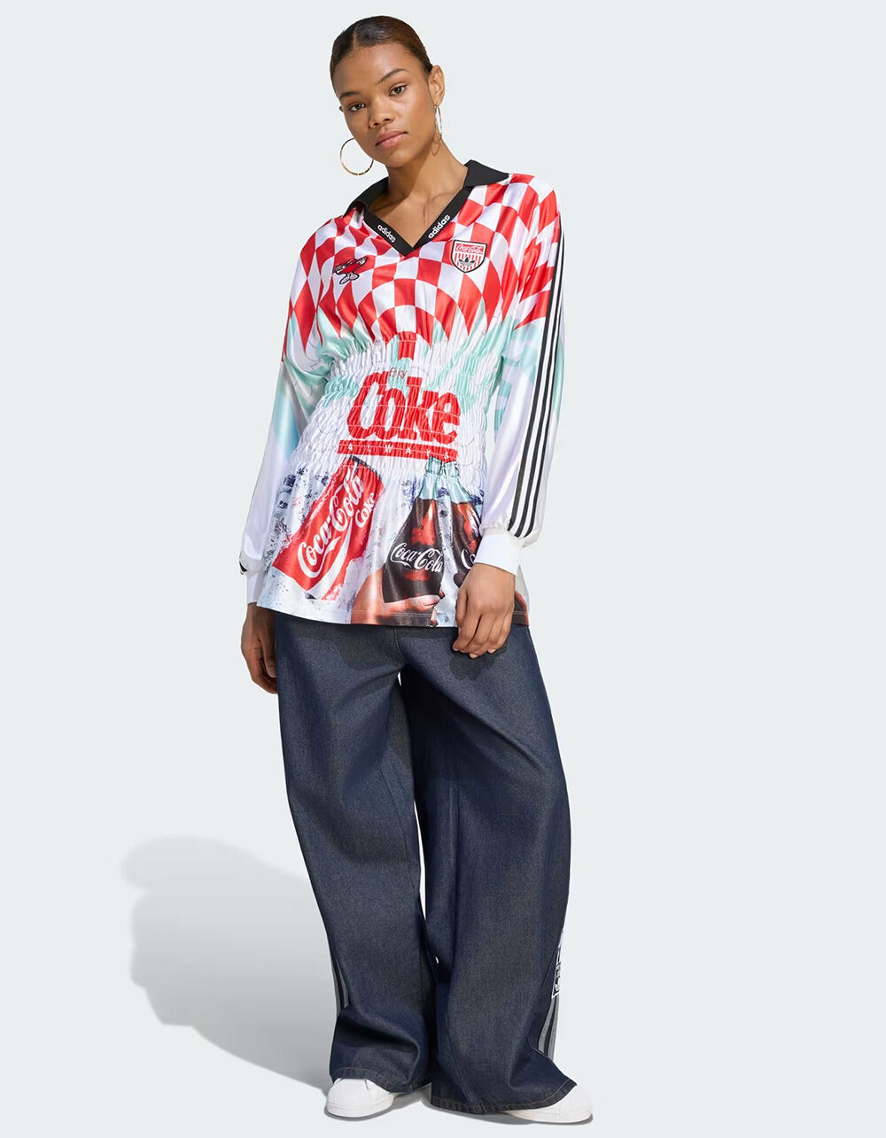 ADIDAS Originals x Coca-Cola Mash Up Womens Smocked Jersey - WHITE