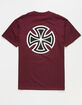 INDEPENDENT Bar Cross Mens Burgundy T-Shirt image number 1