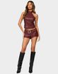 EDIKTED Alba Faux Leather Shorts image number 4