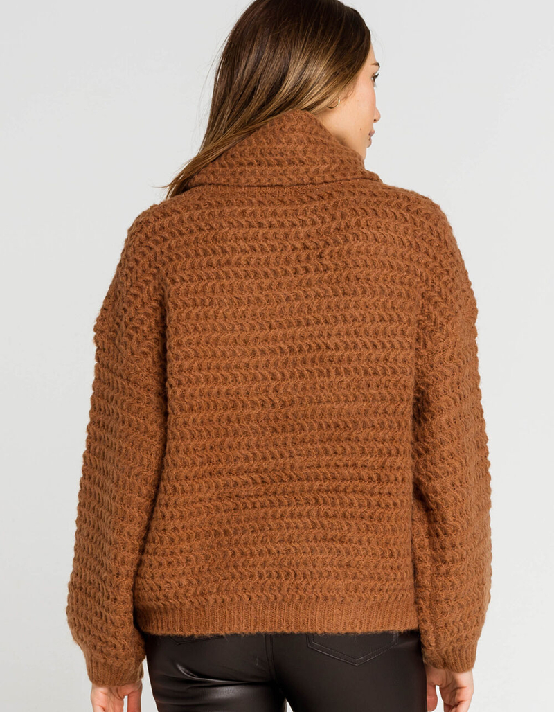 WEST OF MELROSE Just Roll With It Cowl Neck Womens Brown Sweater image number 2