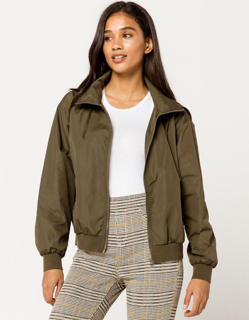 FULL TILT Hooded Olive Womens Bomber Jacket image number 0