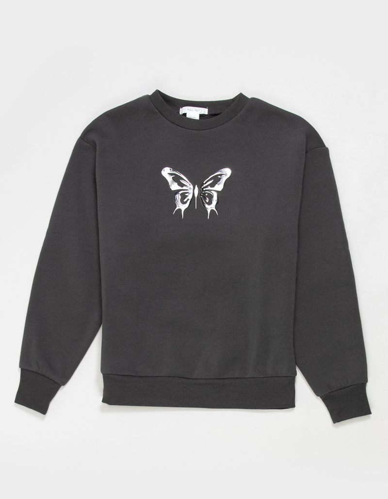 FULL TILT Chrome Butterfly Girls Crewneck Sweatshirt image number 0