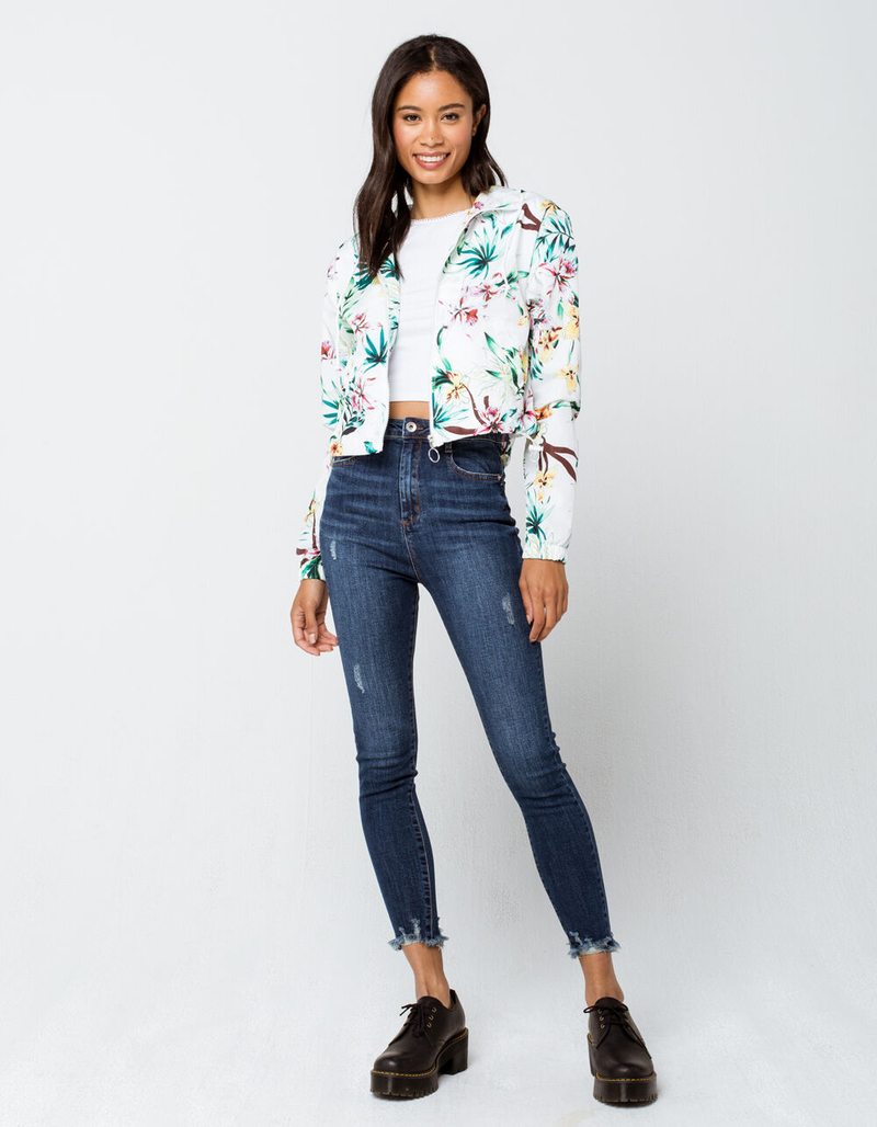 NEW LOOK Hawaiian Print Womens Ivory Windbreaker Jacket image number 3