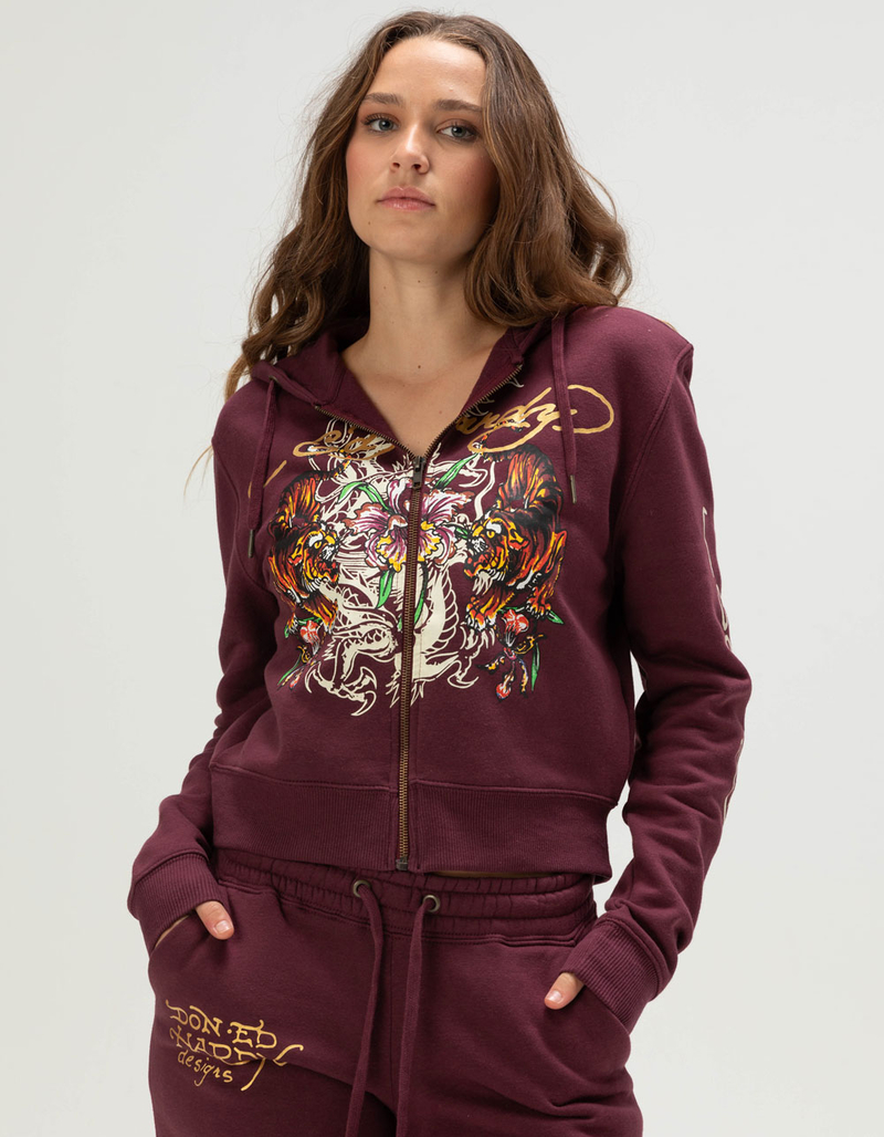 ED HARDY Tigers Womens Zip-Up Hoodie image number 4