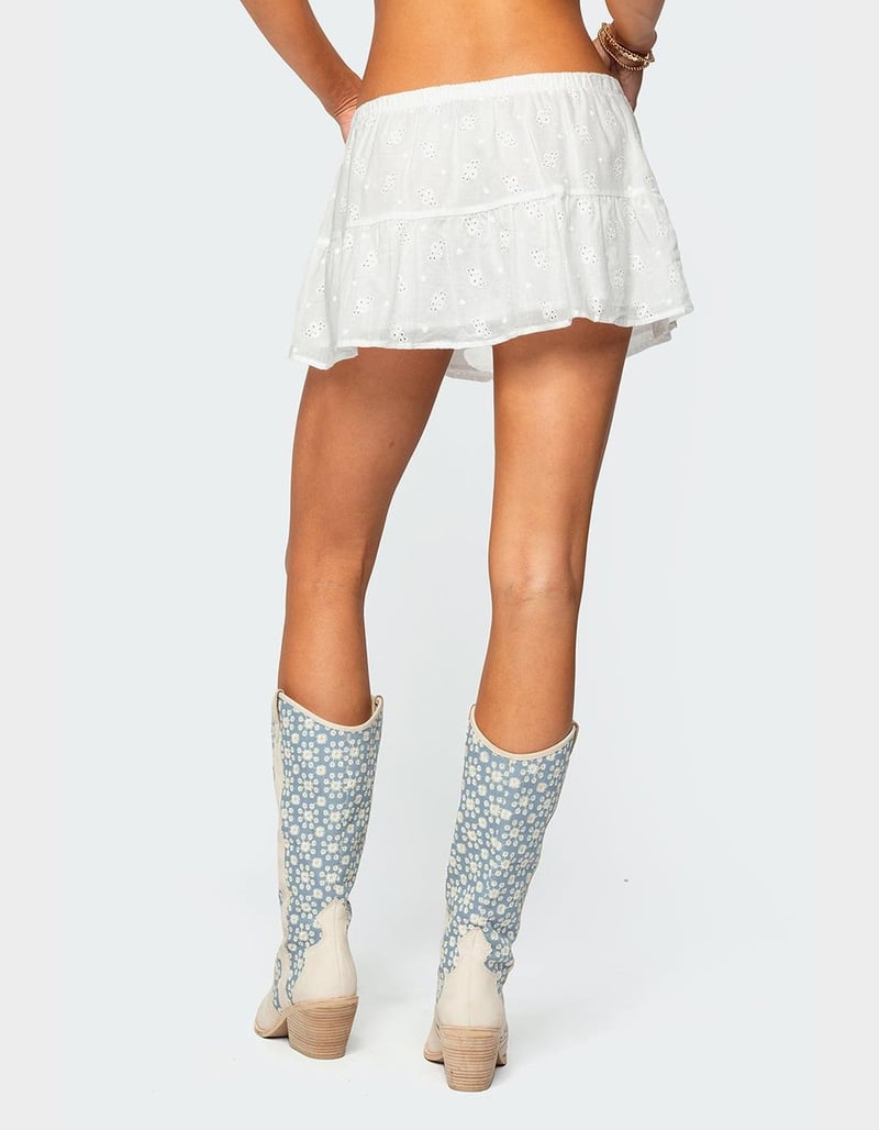 EDIKTED Dora Eyelet Flared Mini Skirt image number 4