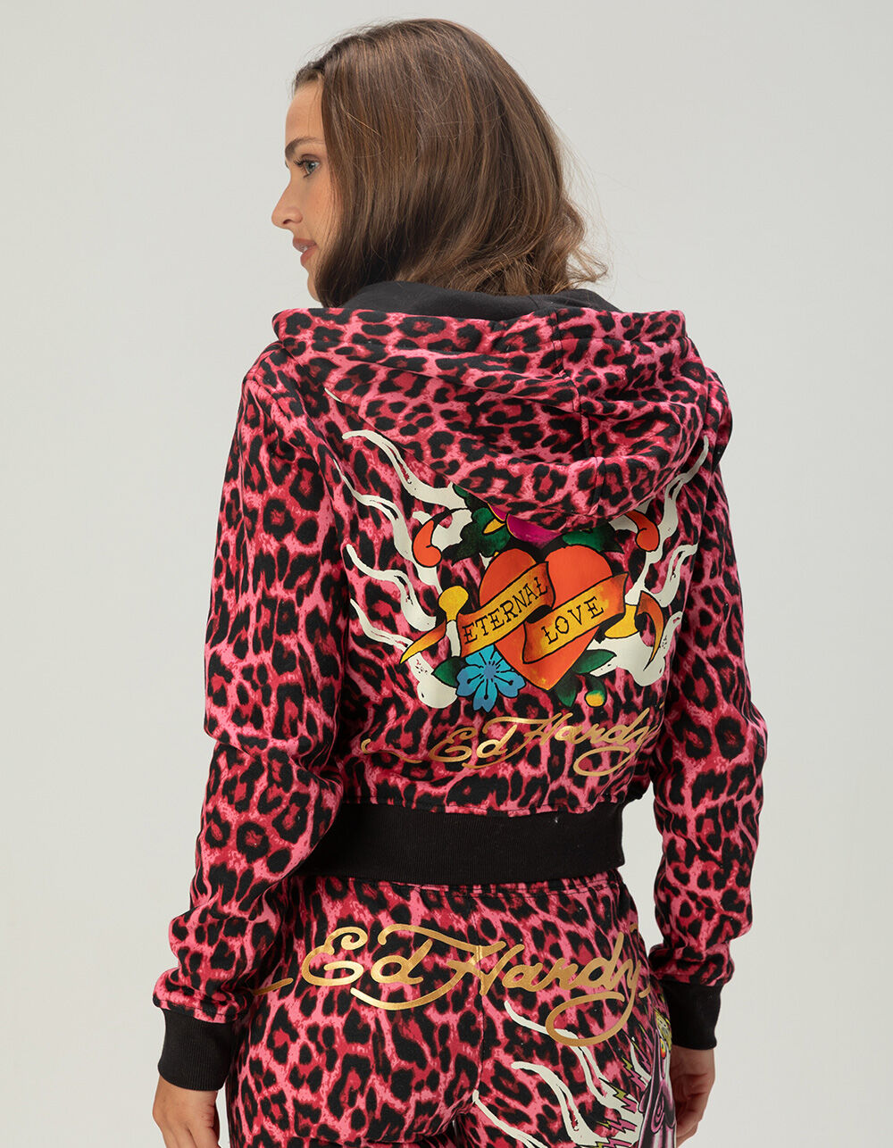 ED HARDY Panther Womens Zip-Up Hoodie - PINK | Tillys