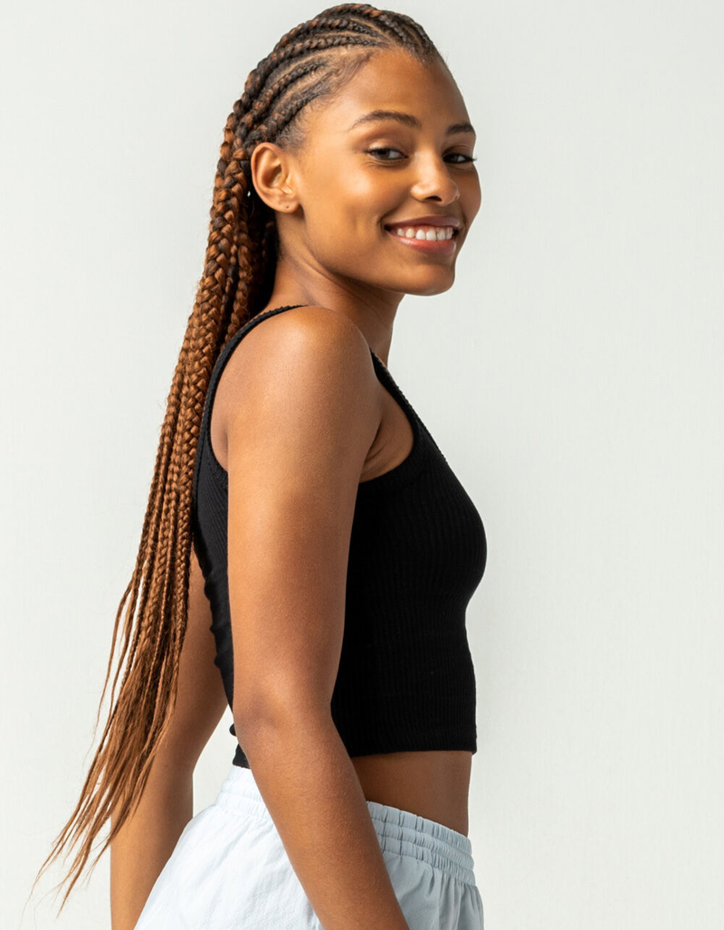 FULL TILT One Shoulder Womens Black Tank image number 1