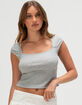 HEART & HIPS Square Neck Cap Sleeve Womens Top image number 1