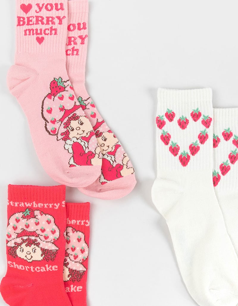 STRAWBERRY SHORTCAKE 3 Pack Womens Ribbed Mid Crew Socks image number 1