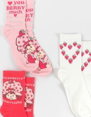 STRAWBERRY SHORTCAKE 3 Pack Womens Ribbed Mid Crew Socks Alternative Image