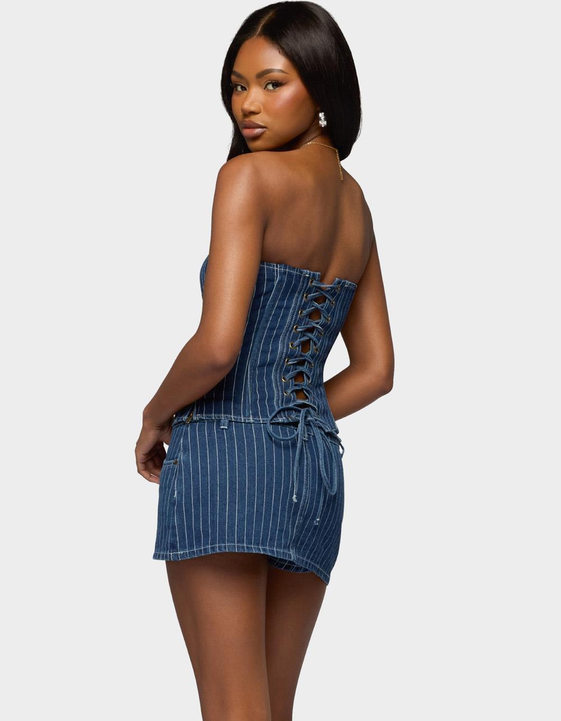 EDIKTED Camelia Strapless Denim Corset image number 2