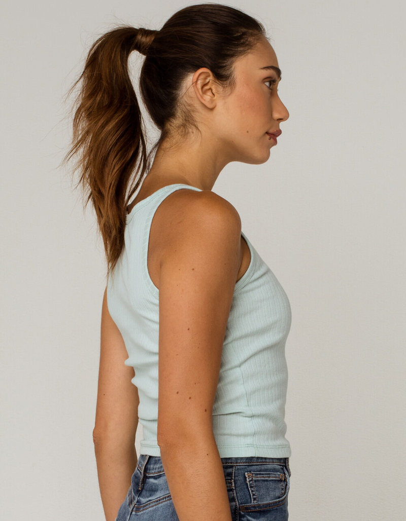 HEART & HIPS Pointelle Henley Womens Mint Tank image number 1