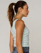 HEART & HIPS Pointelle Henley Womens Mint Tank image number 2