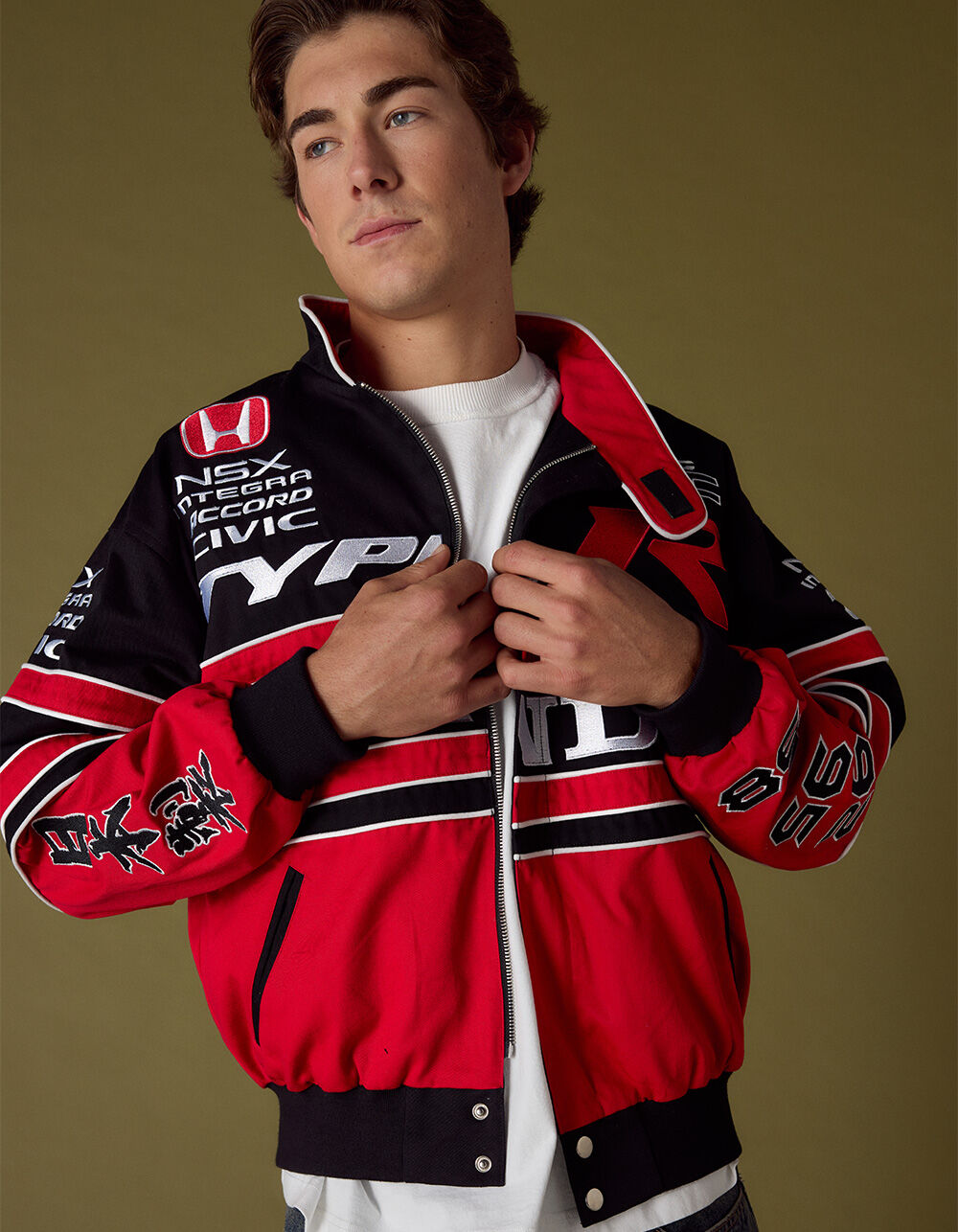 HONDA Tribute Mens Racer Jacket - BLACK COMBO | Tillys