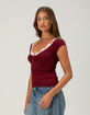 BDG Urban Outfitters Diana Womens Lace Trim Henley Top image number 3