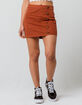 SKY AND SPARROW Side Button Up Cognac Mini Skirt image number 4