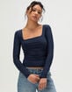 TILLYS Square Neck Cinch Womens Long Sleeve Top image number 1