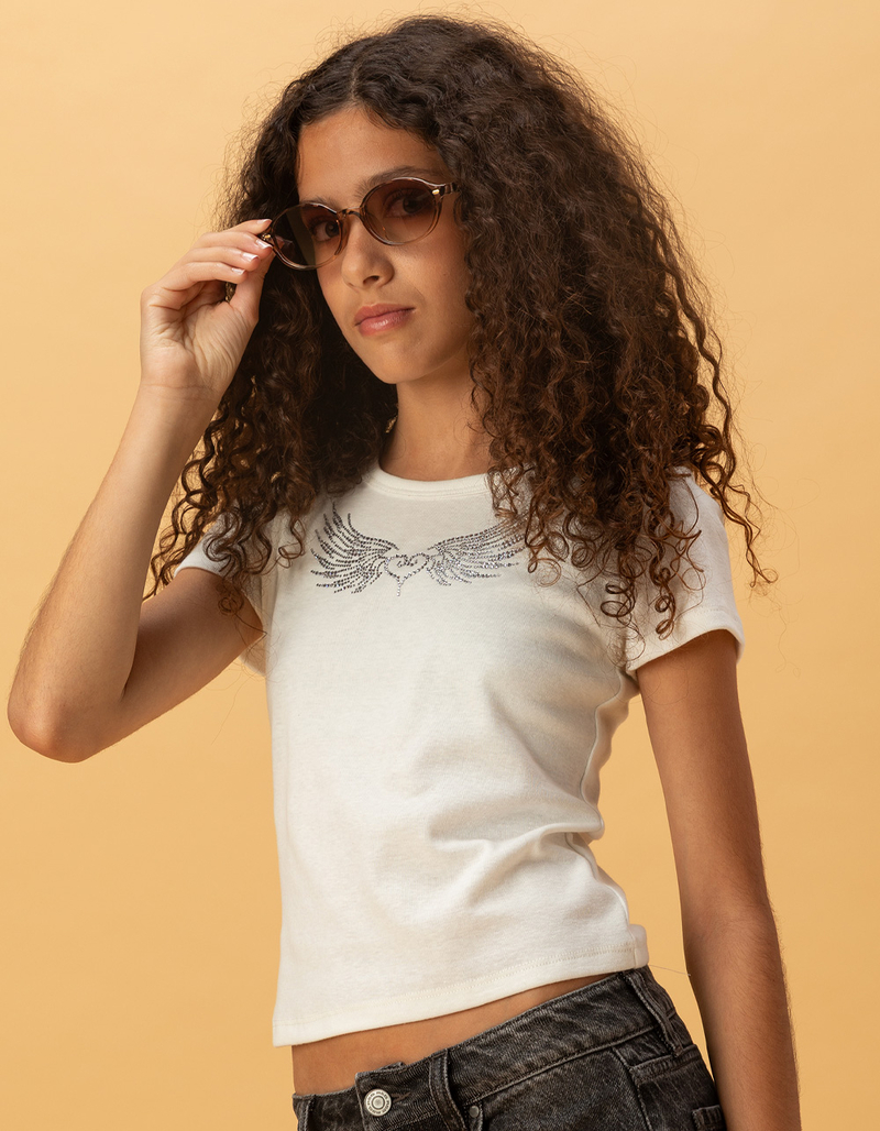 FULL TILT Heart Wing Embellished Girls Tee image number 4