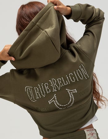 TRUE RELIGION Studded High Waistband Womens Zip-Up Hoodie Alternative Image