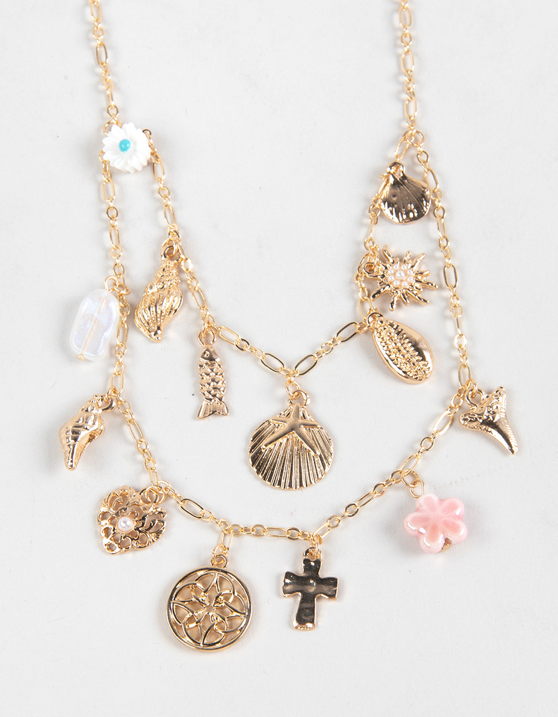 FULL TILT Layered Heart/Shell Charm Necklace image number 1